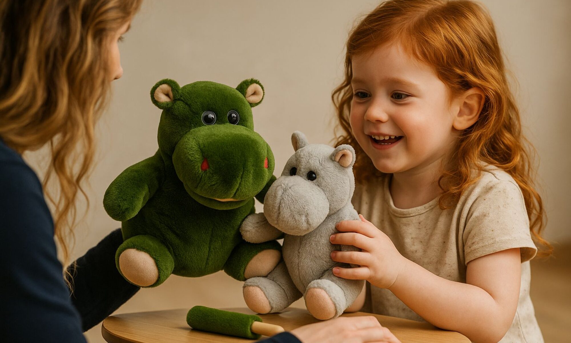 Kind mit Handpuppen
